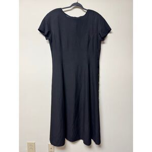 BARRY BRICKEN Silk/Linen Button Side Lined Black Maxi Dress, Sz 14